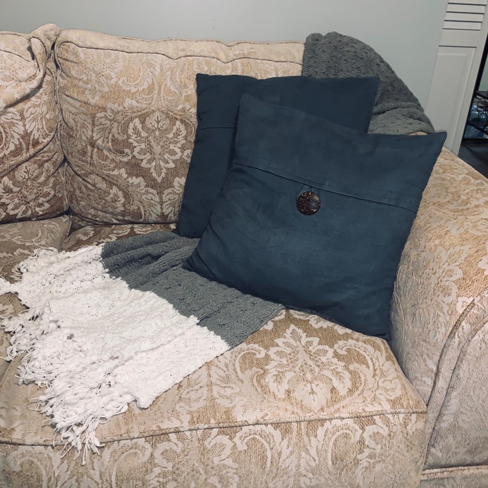 Two navy blue throw pillows!